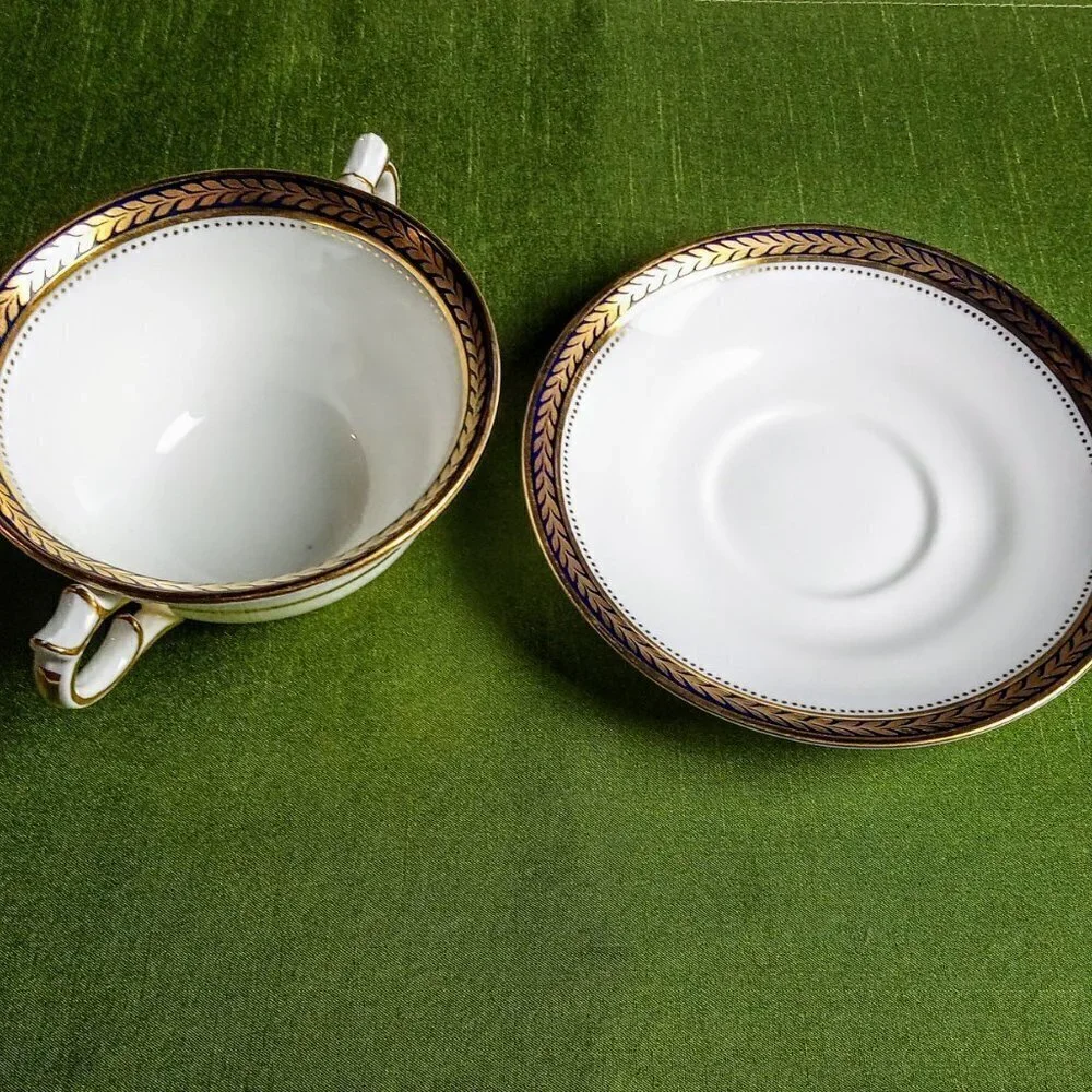George Jones Fine China Bouillon Bowls & Saucers